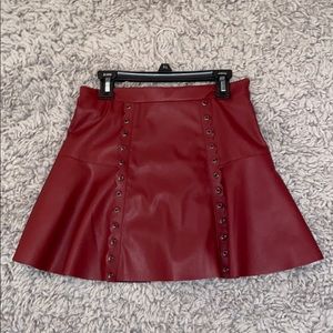 Red leather skirt